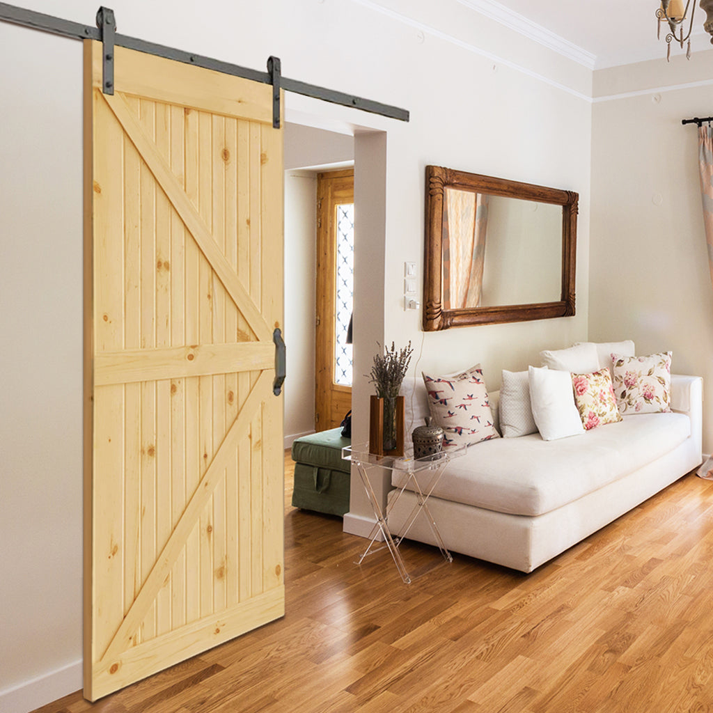 K-Bar Solid Pine Core Unfinished Interior Barn Door Slab DIY Kit