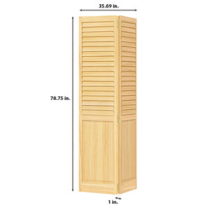 Plantation Louver Panel Solid Core Unfinished Wood Bi-fold Door