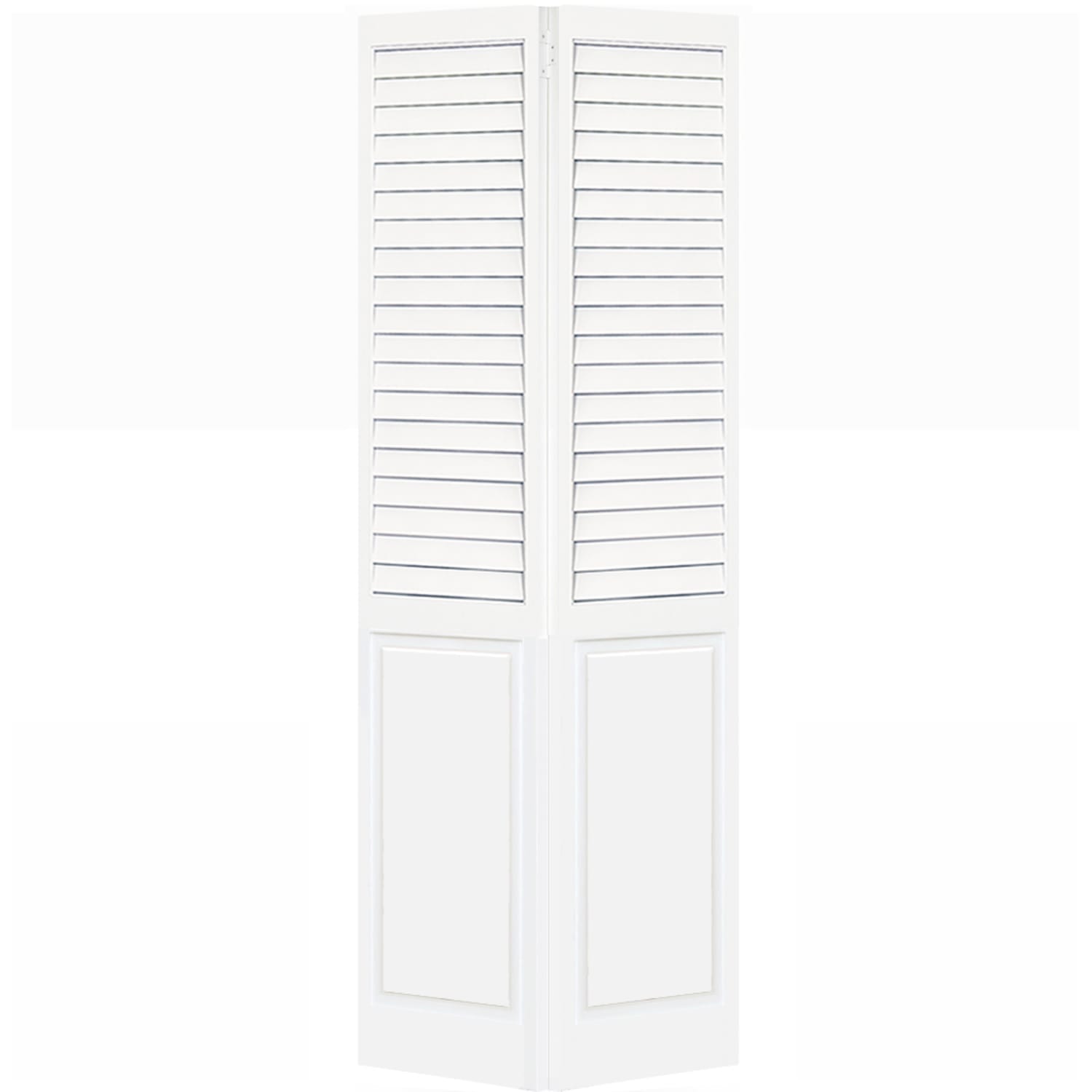 Plantation Louver Panel Solid Core White Wood Bi-fold Door