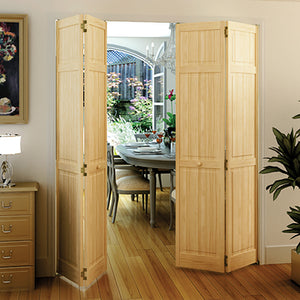 Traditional 6 Panel Clear Solid Core Unfinished Wood Bi-fold Door