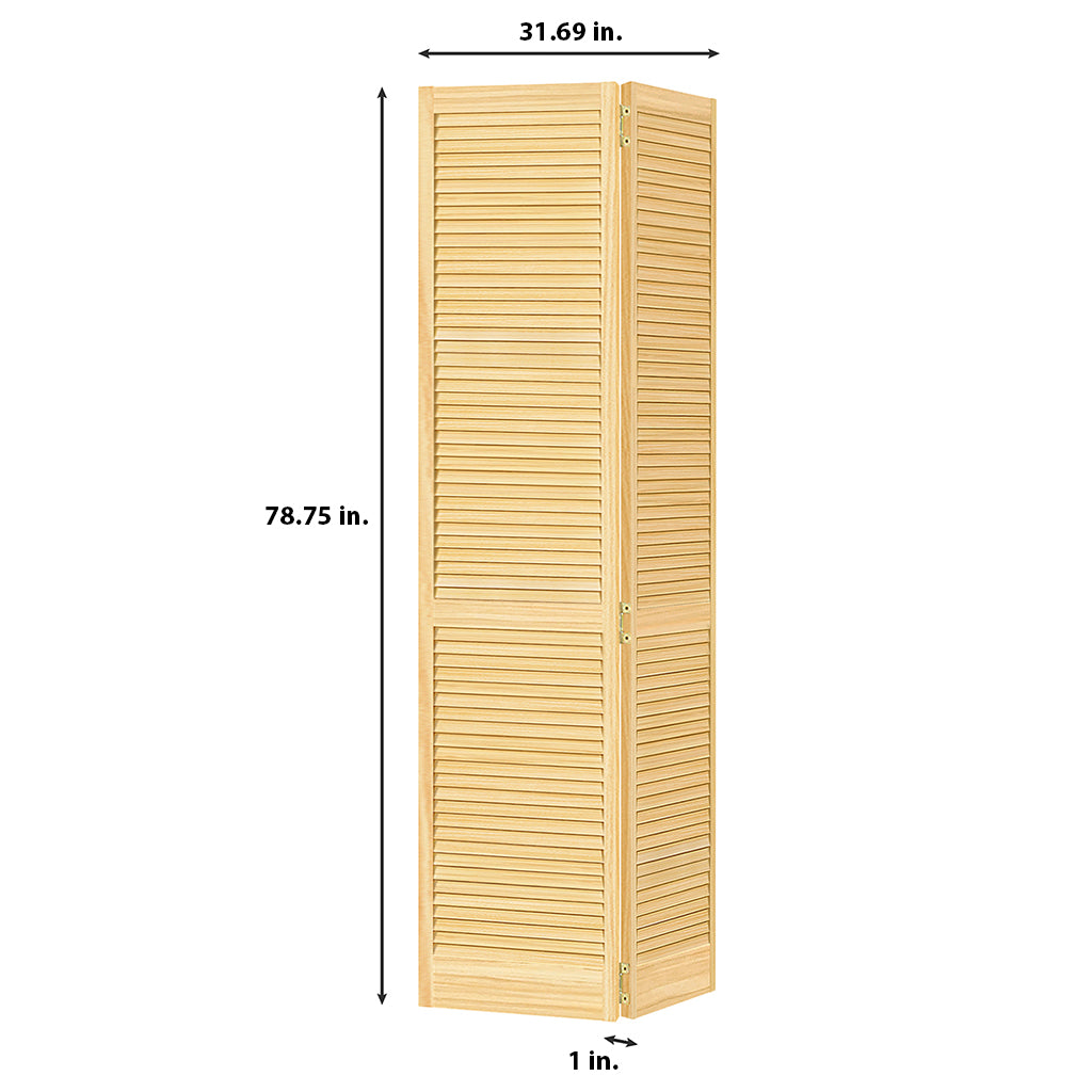 Traditional Louver Louver Solid Core Unfinished Wood Bi-fold Door