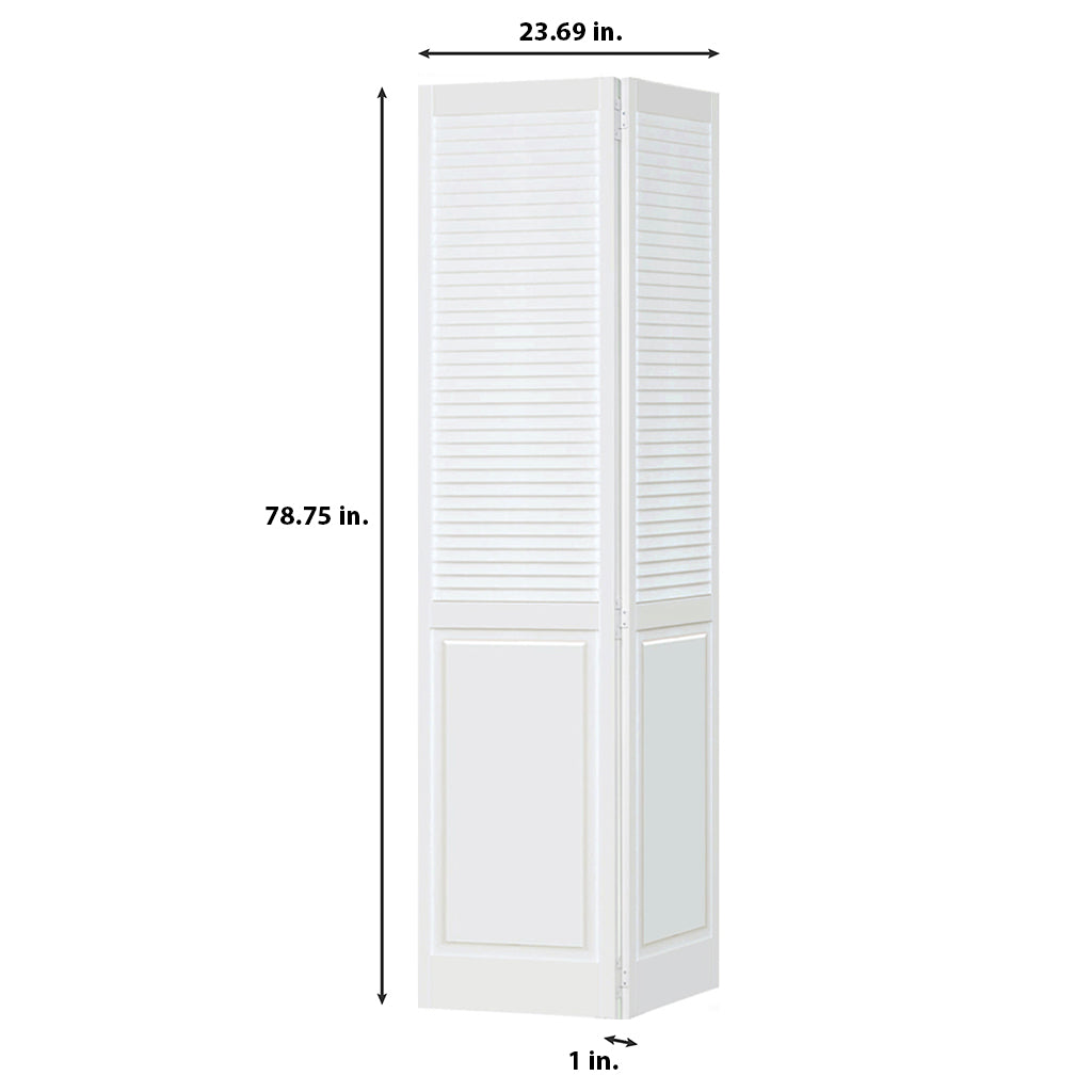 Traditional Louver Panel White Solid Core Wood Bi-fold Door