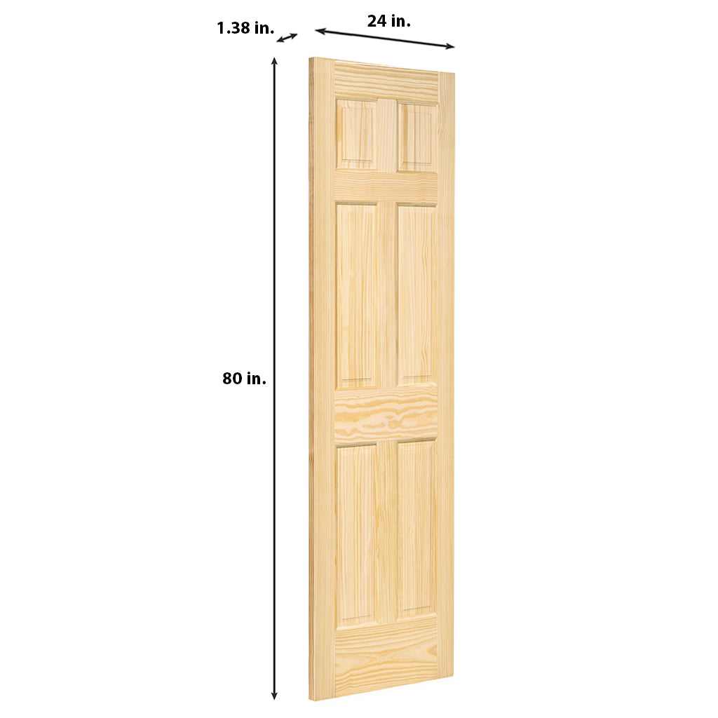 6-Panel Colonial Solid Pine Unfinished Interior Door Slab