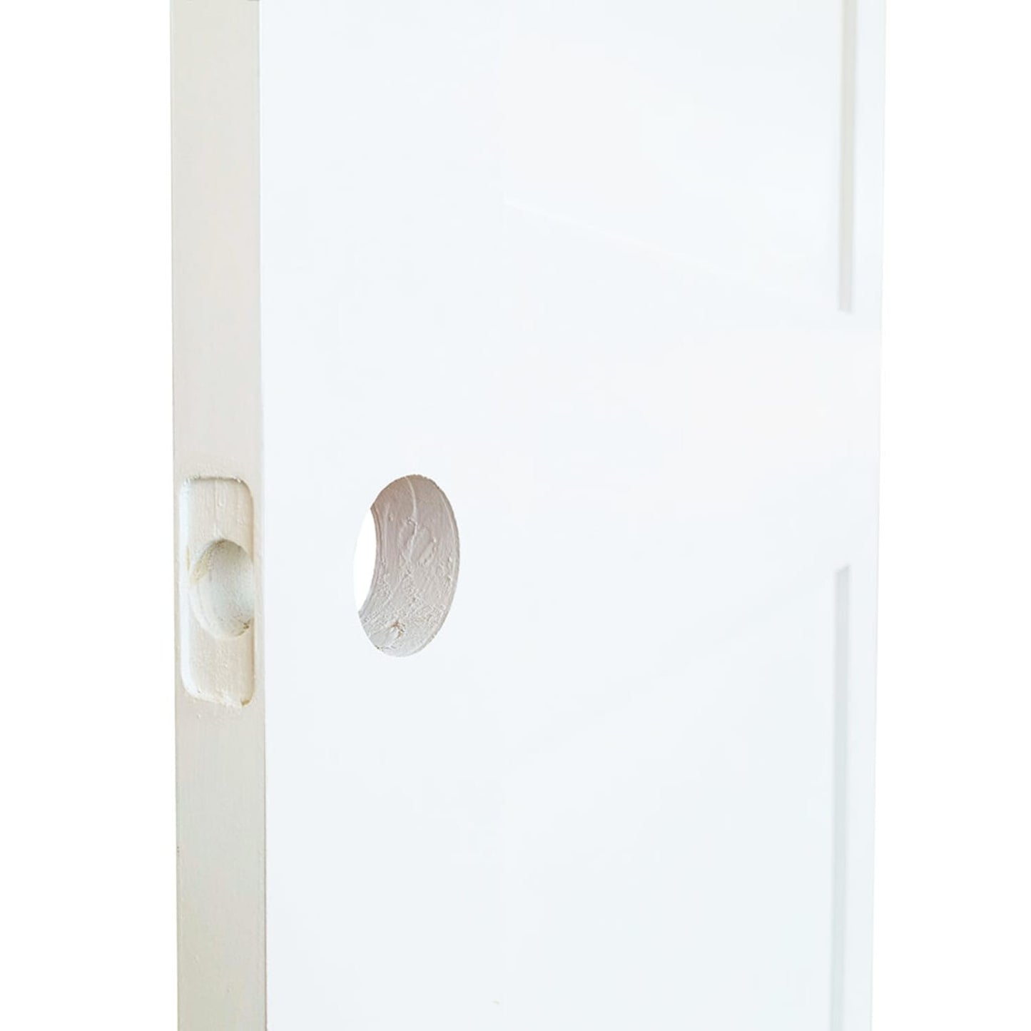 Slab 2-Panel Shaker White with Bore Hole Interior Door