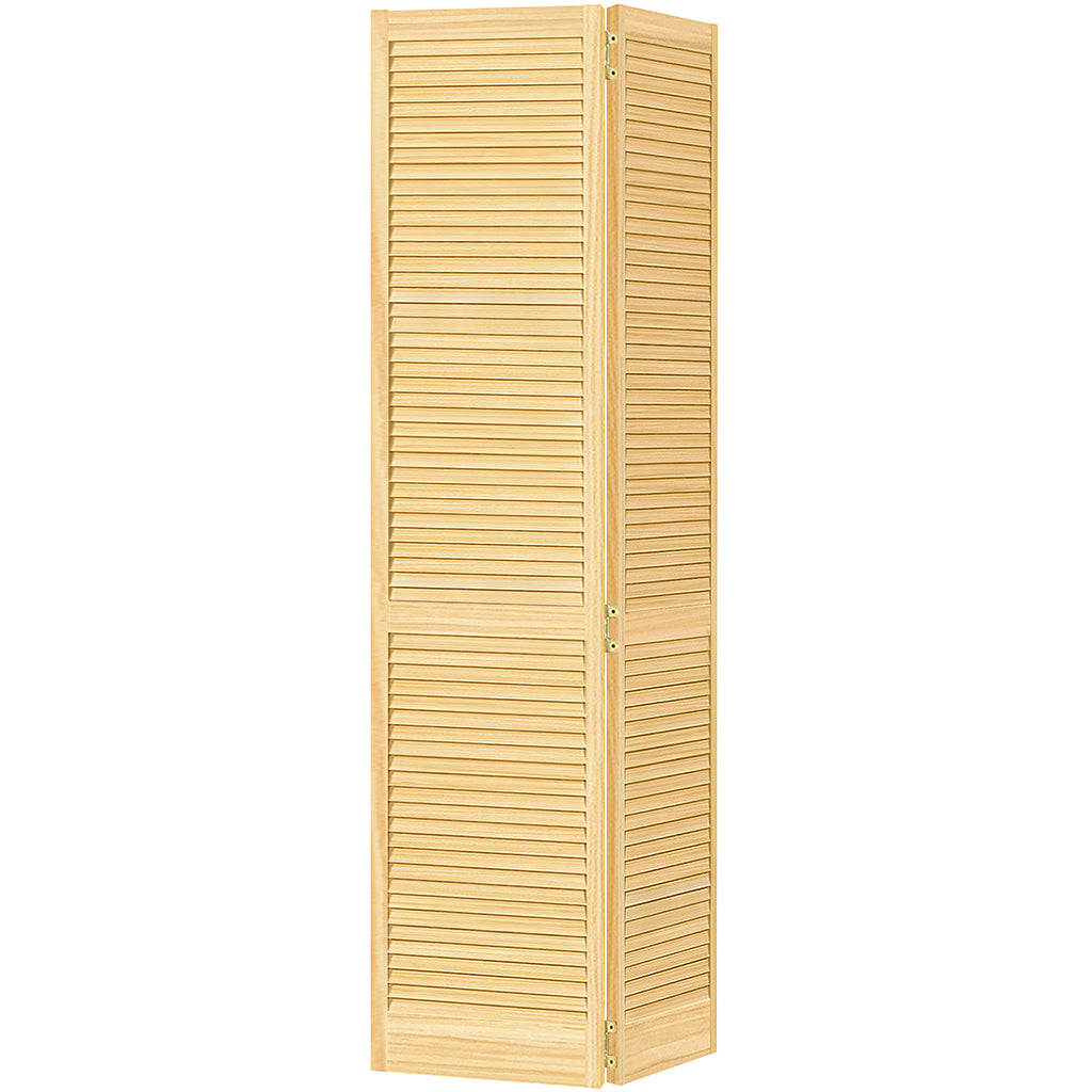 Traditional Louver Louver Solid Core Unfinished Wood Bi-fold Door