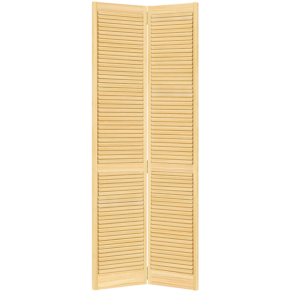 Traditional Louver Louver Solid Core Unfinished Wood Bi-fold Door