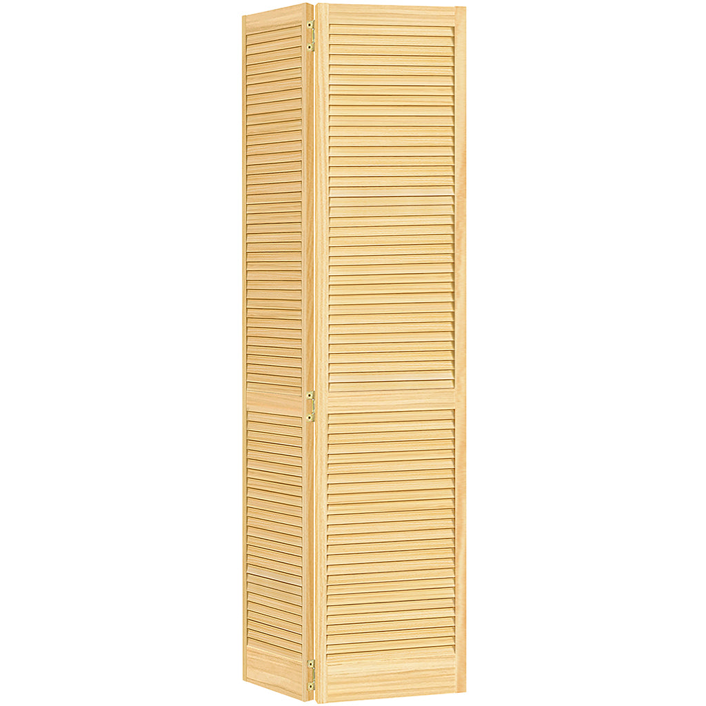 Traditional Louver Louver Solid Core Unfinished Wood Bi-fold Door