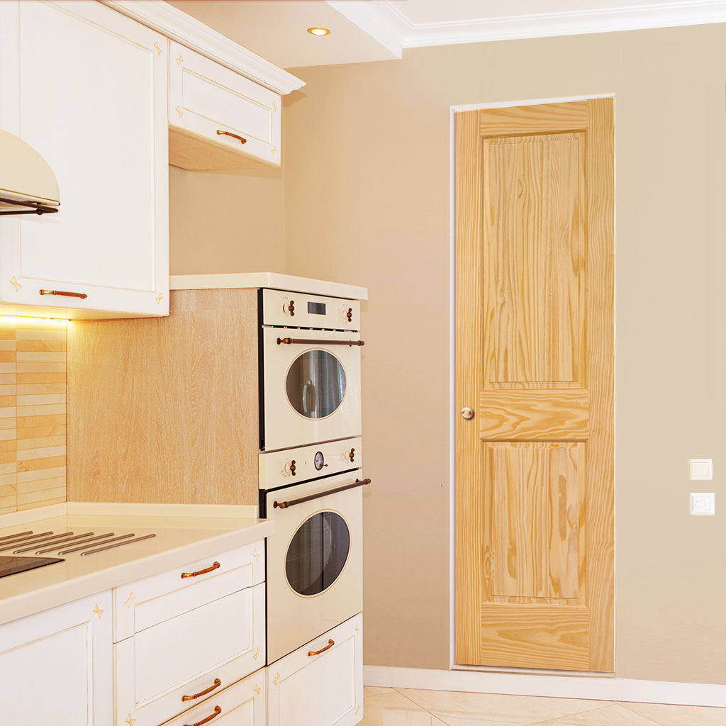 2-Panel Colonial Solid Pine Unfinished Interior Door Slab Lifestyle Picture