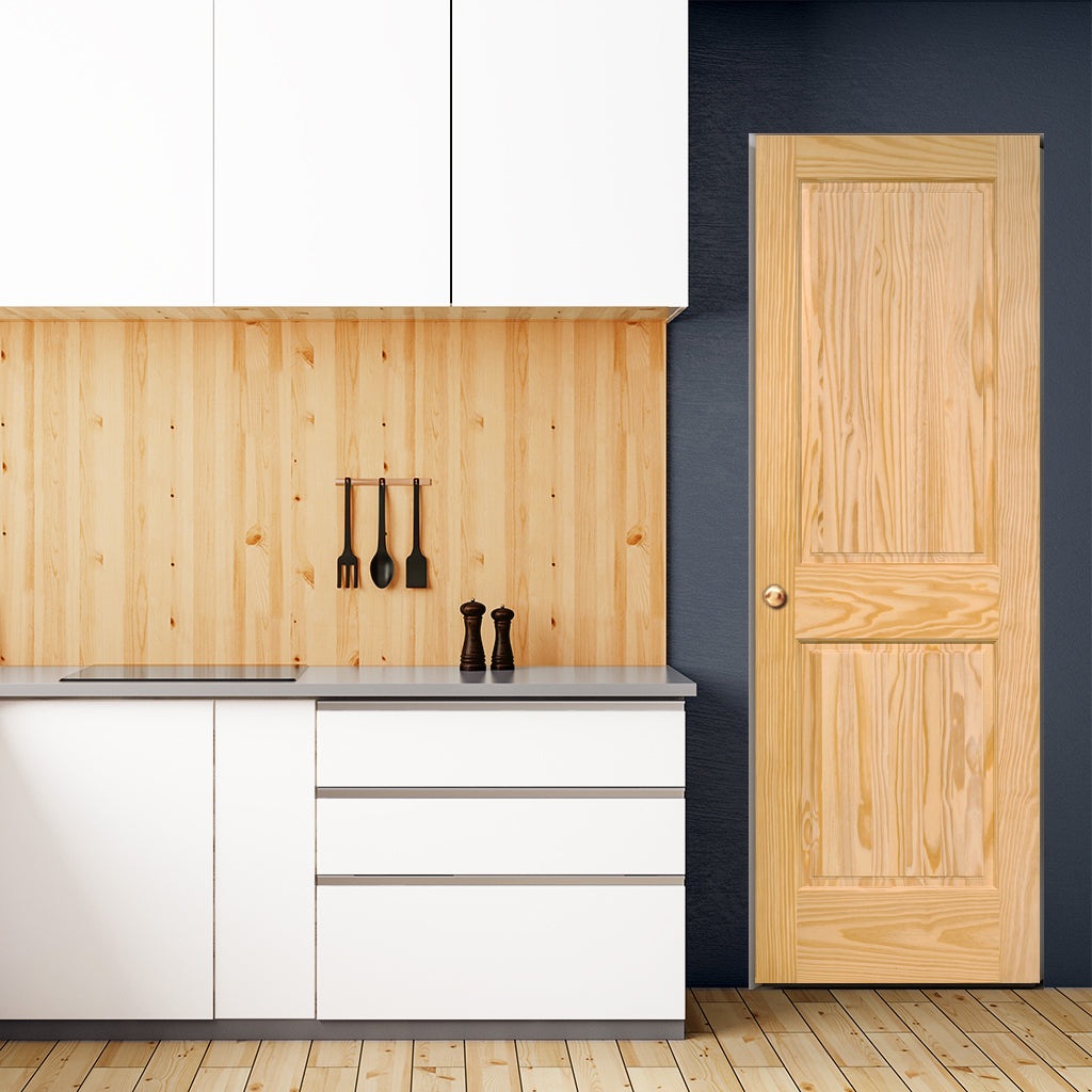 2-Panel Colonial Solid Pine Unfinished Interior Door Slab Lifestyle Picture