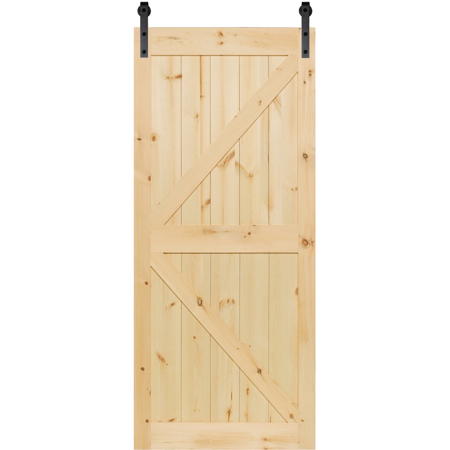 K-Rail Solid Knotty Pine Unfinished Barn Door Assembled Slab