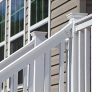 Deck Railing Finyl Line™ T-Top Vinyl White Square Lifestyle Picture of Stairs
