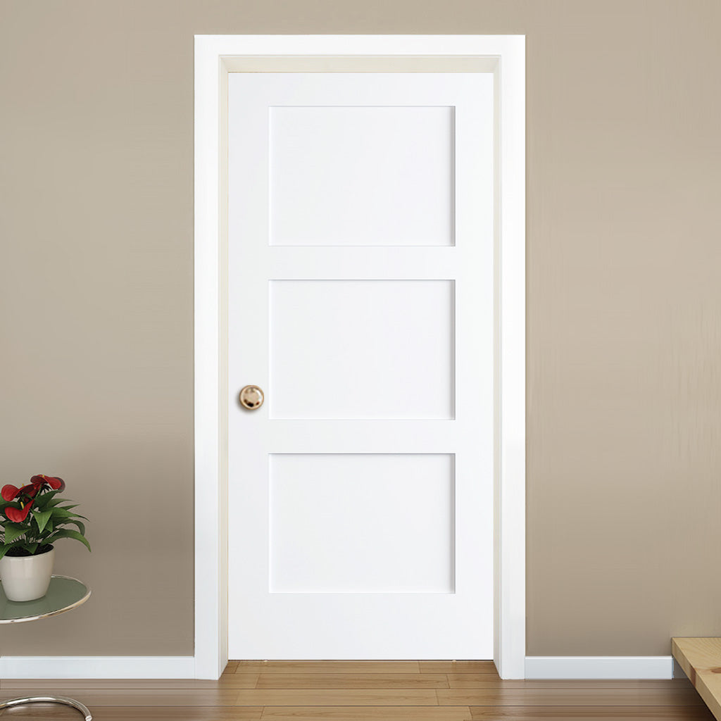 Shaker 3 Panel Solid Core White Interior Door Slab