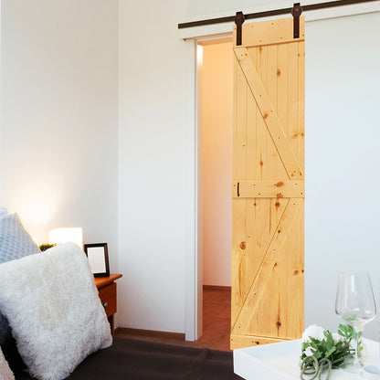 K-Rail Solid Knotty Pine Unfinished Barn Door Assembled Slab