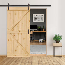 K-Rail Solid Knotty Pine Unfinished Barn Door Assembled Slab