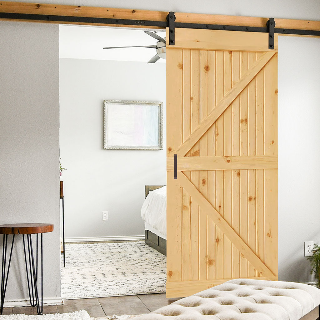 K-Bar Solid Pine Core Unfinished Interior Barn Door Slab DIY Kit