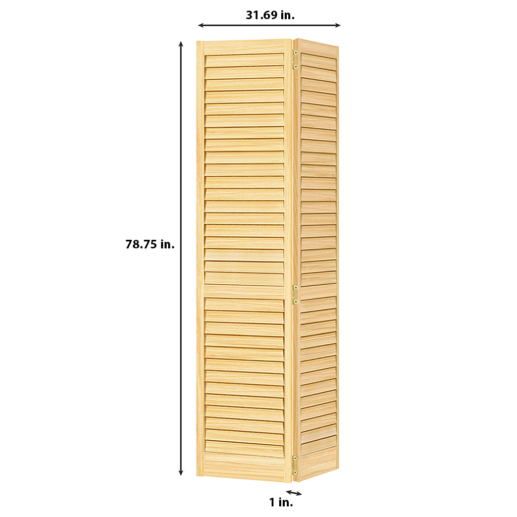 Plantation Louver Louver Solid Core Unfinished Wood Bi-fold Door