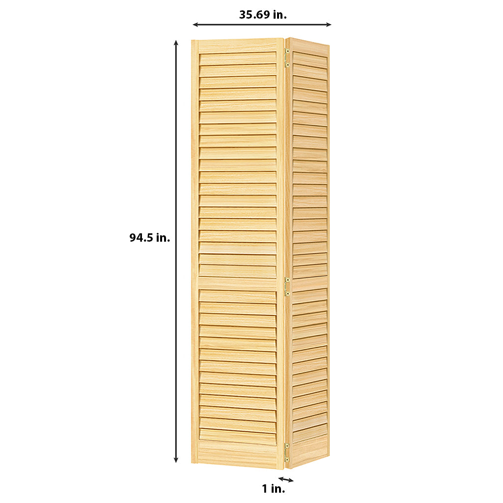 Plantation Louver Louver Solid Core Unfinished Wood Bi-fold Door