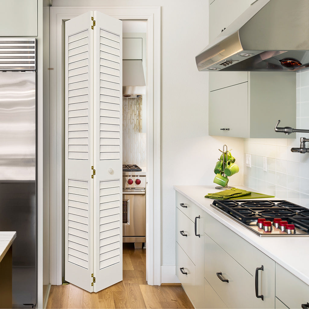 Plantation Louver Louver White  Solid Pine Core Bi-fold Door