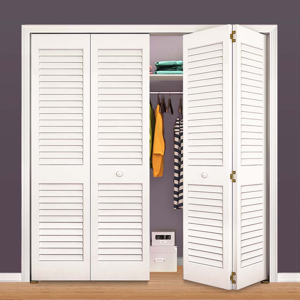 Plantation Louver Louver White  Solid Pine Core Bi-fold Door