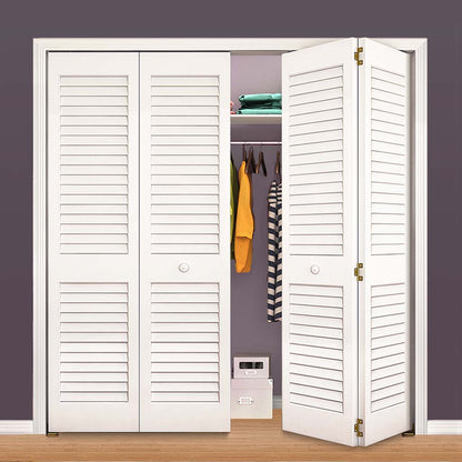 Plantation Louver Louver White  Solid Pine Core Bi-fold Door