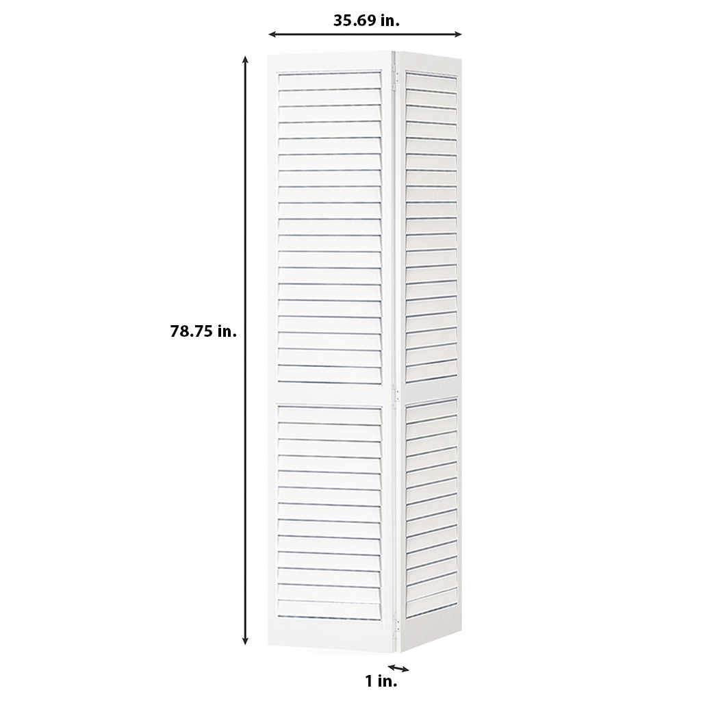 Plantation Louver Louver White  Solid Pine Core Bi-fold Door