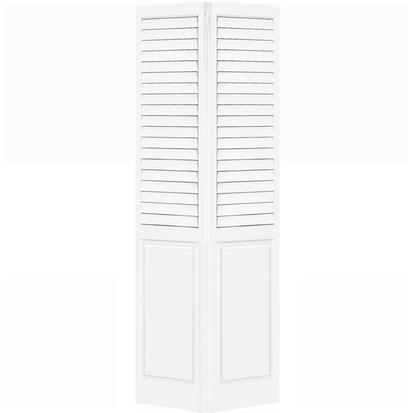 Plantation Louver Panel Solid Core White Wood Bi-fold Door