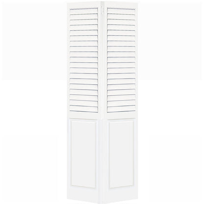Plantation Louver Panel Solid Core White Wood Bi-fold Door