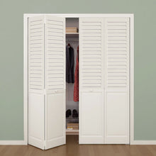 Plantation Louver Panel Solid Core White Wood Bi-fold Door