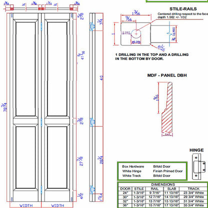 Traditional 4 Panel White  Solid Pine Core Bi-fold Door