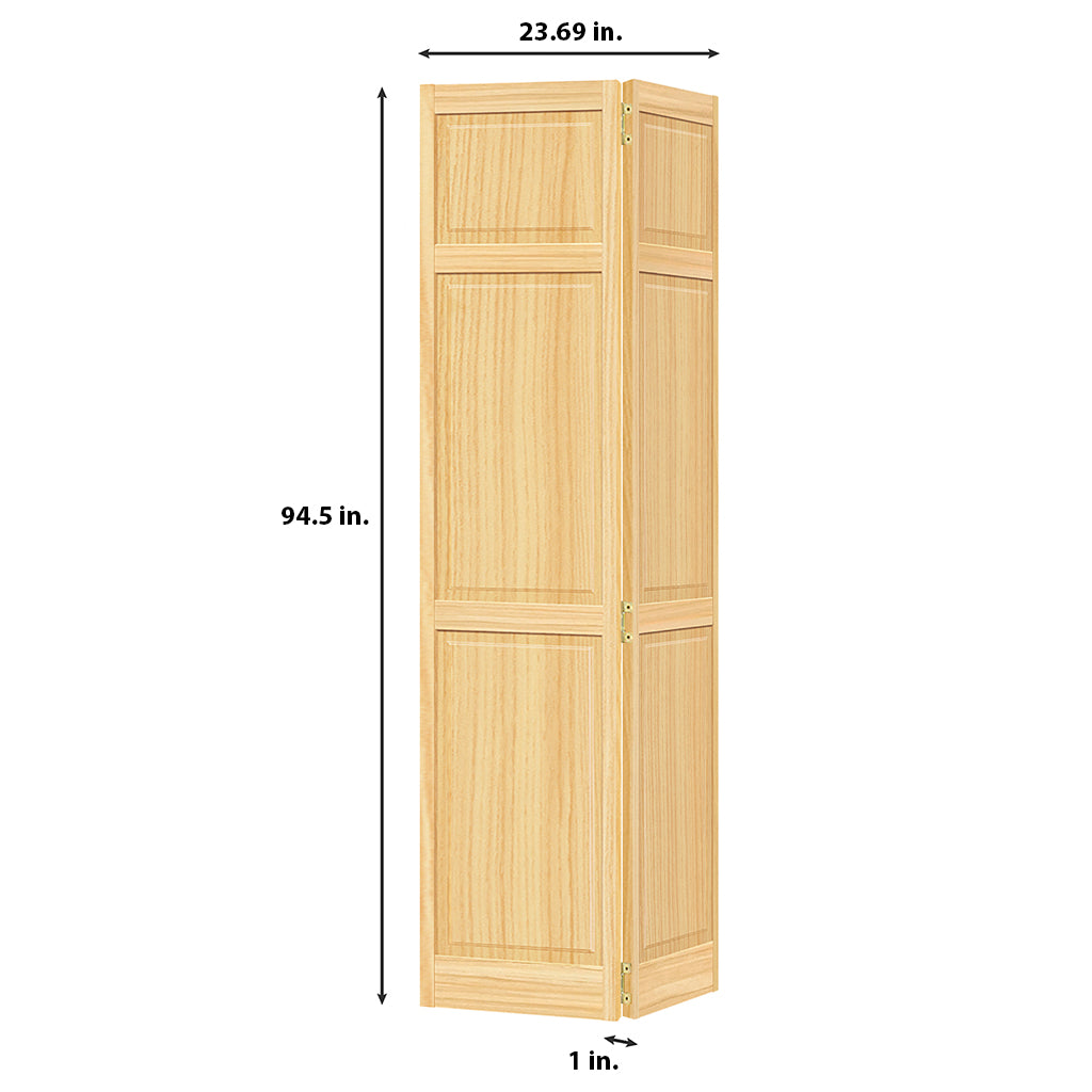 Traditional 6 Panel Clear Solid Core Unfinished Wood Bi-fold Door
