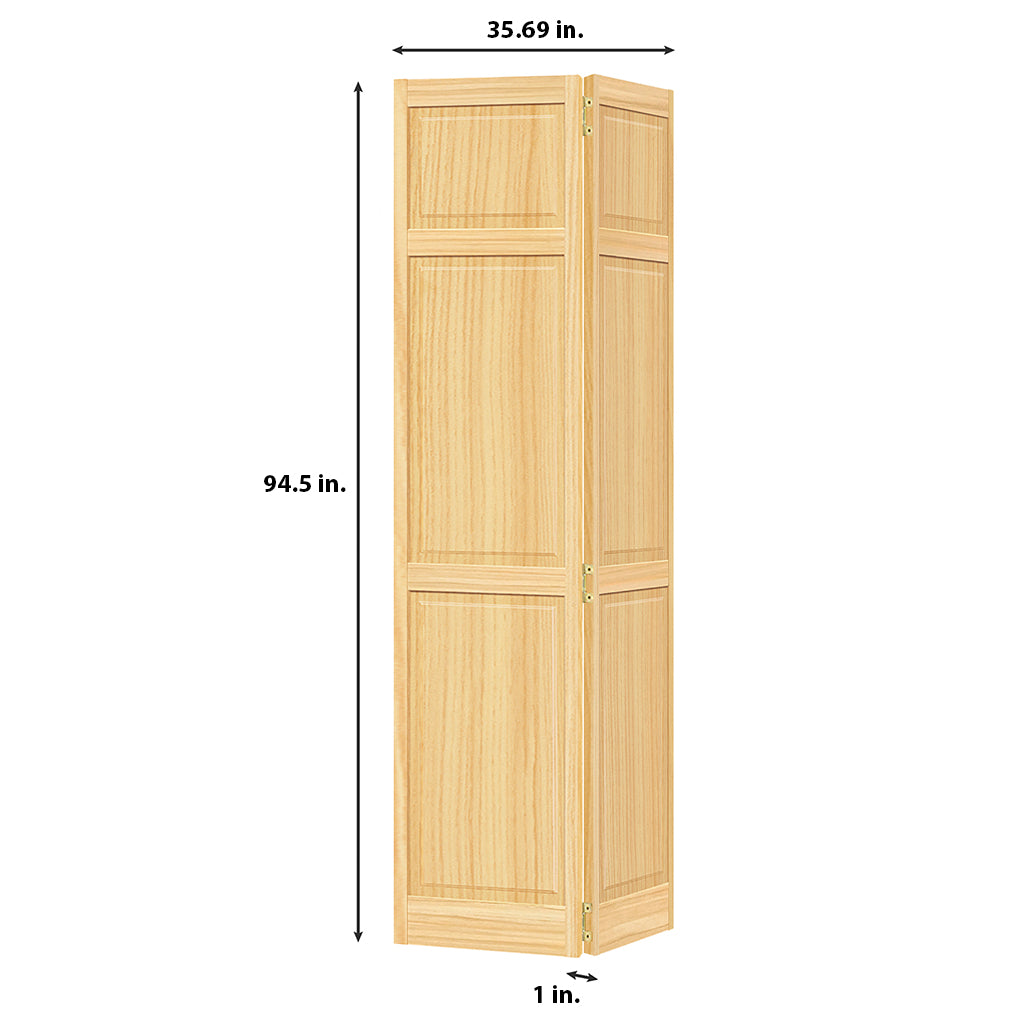 Traditional 6 Panel Clear Solid Core Unfinished Wood Bi-fold Door