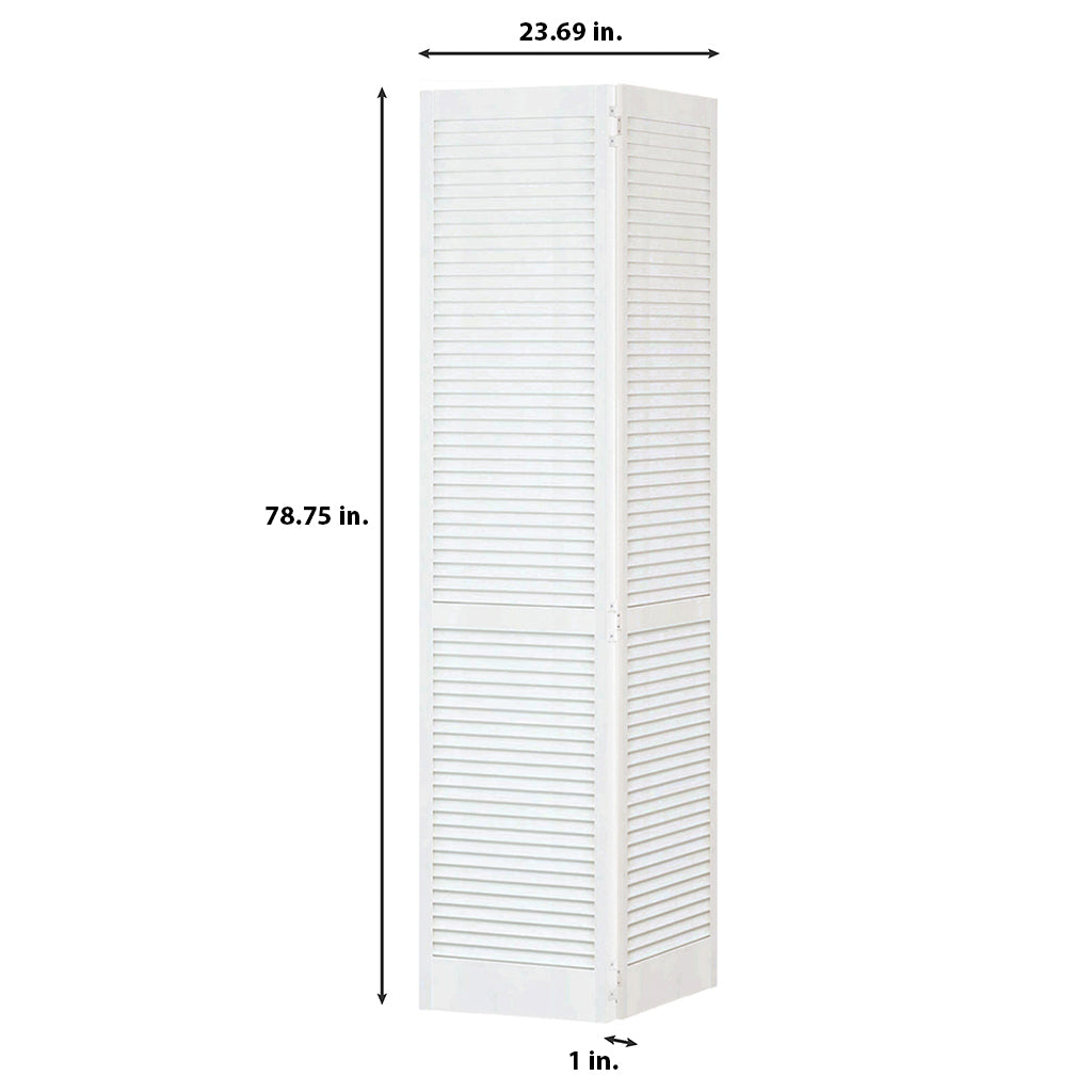 Traditional Louver Louver White Solid Core Wood Bi-fold Door