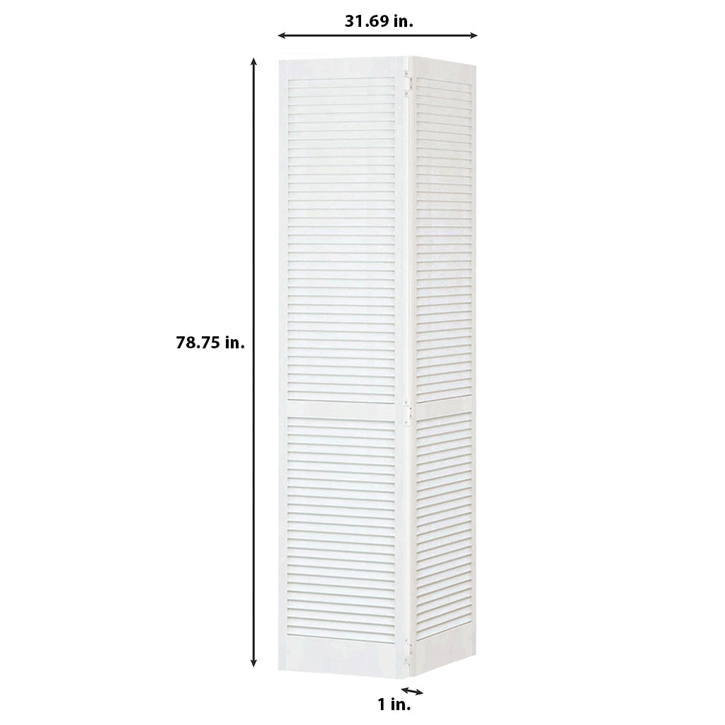 Traditional Louver Louver White Solid Core Wood Bi-fold Door