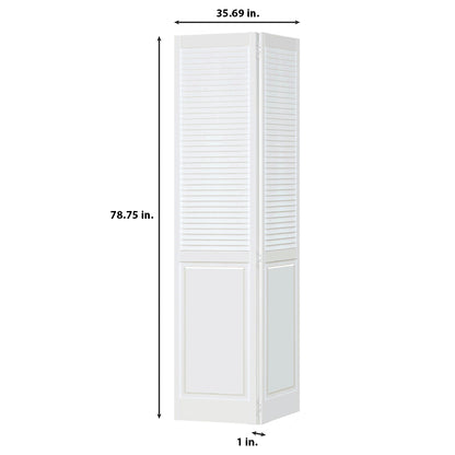 Traditional Louver Panel White Solid Core Wood Bi-fold Door