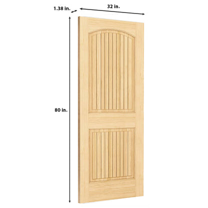 2-Panel Colonial Solid Pine Unfinished Arch Top with V-Groves Interior Door Slab