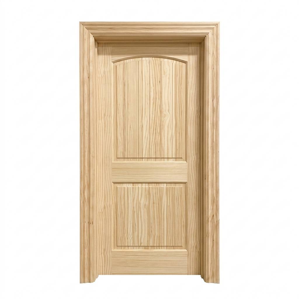 2-Panel Colonial Solid Pine Unfinished Arch Top with V-Groves Interior Door Slab