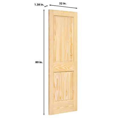 2-Panel Colonial Solid Pine Unfinished Interior Door Slab