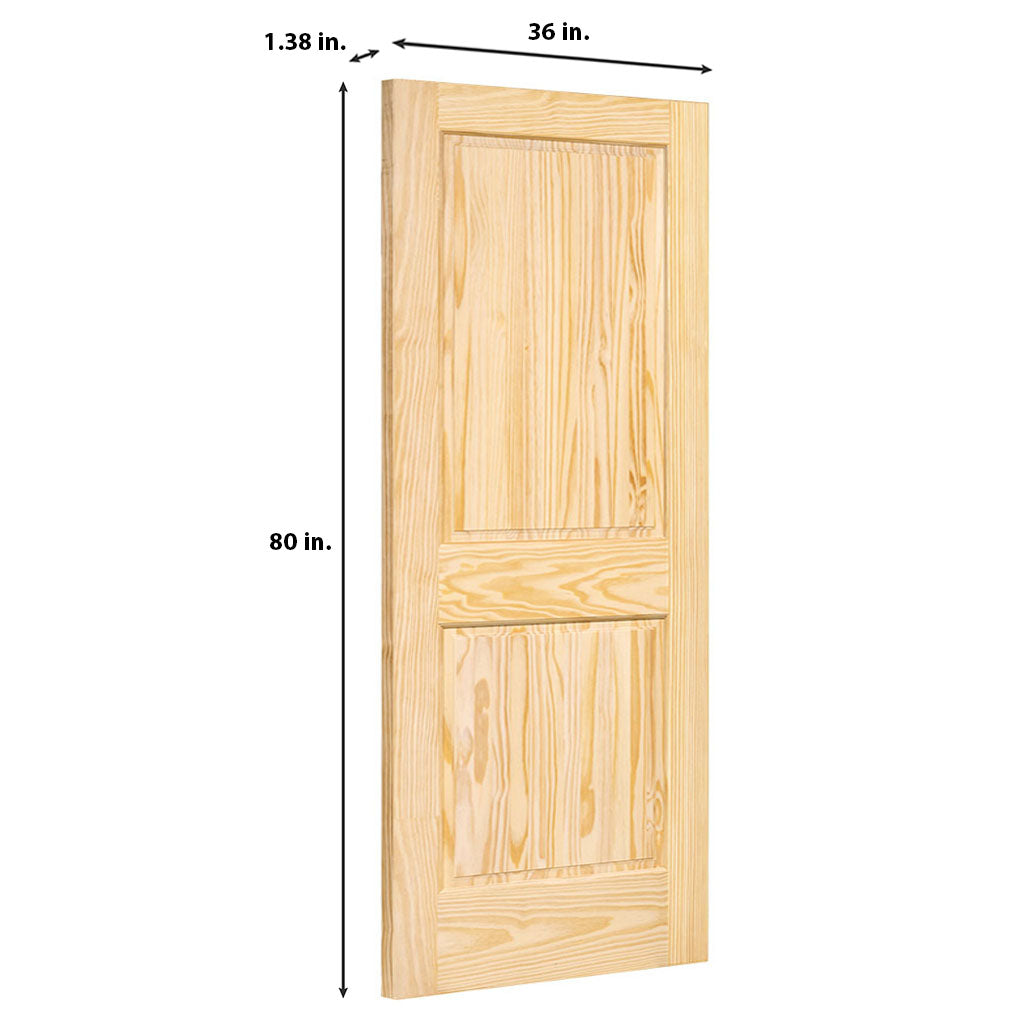 2-Panel Colonial Solid Pine Unfinished Interior Door Slab