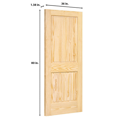 2-Panel Colonial Solid Pine Unfinished Interior Door Slab