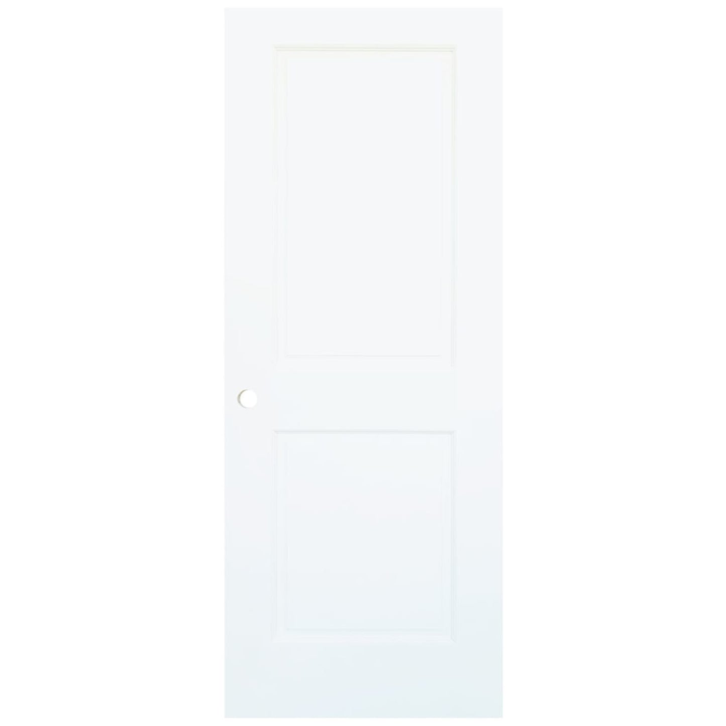Slab 2-Panel Shaker White with Bore Hole Interior Door