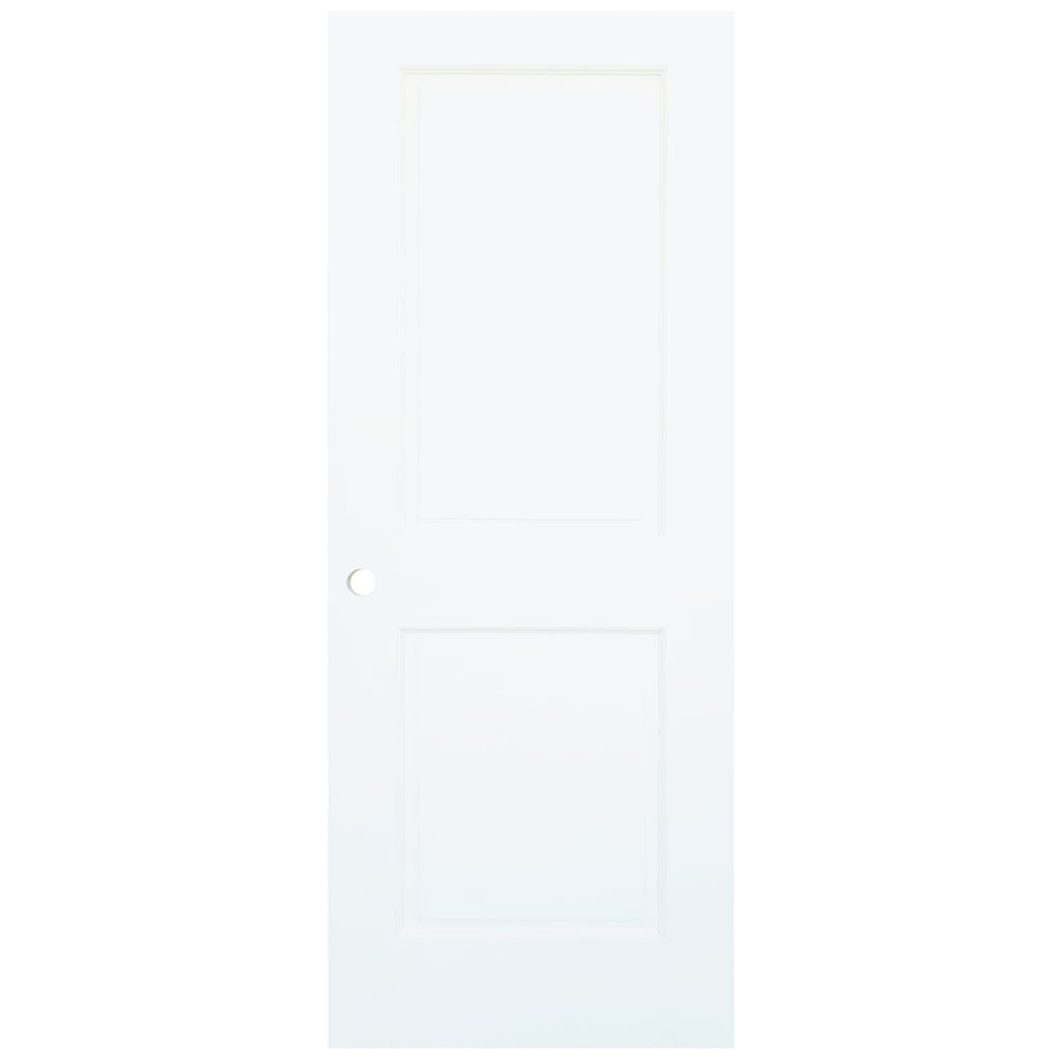 Slab 2-Panel Shaker White with Bore Hole Interior Door