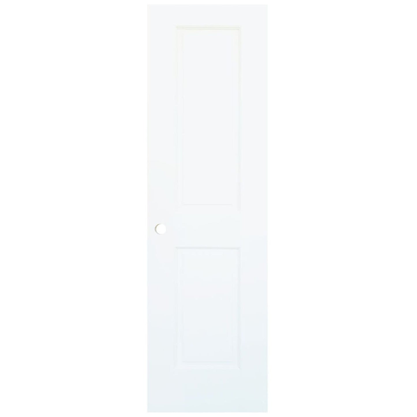 Slab 2-Panel Shaker White with Bore Hole Interior Door