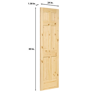 6-Panel Colonial Knotty Pine Unfinished Interior Door Slab