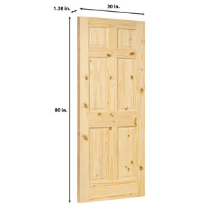 6-Panel Colonial Knotty Pine Unfinished Interior Door Slab