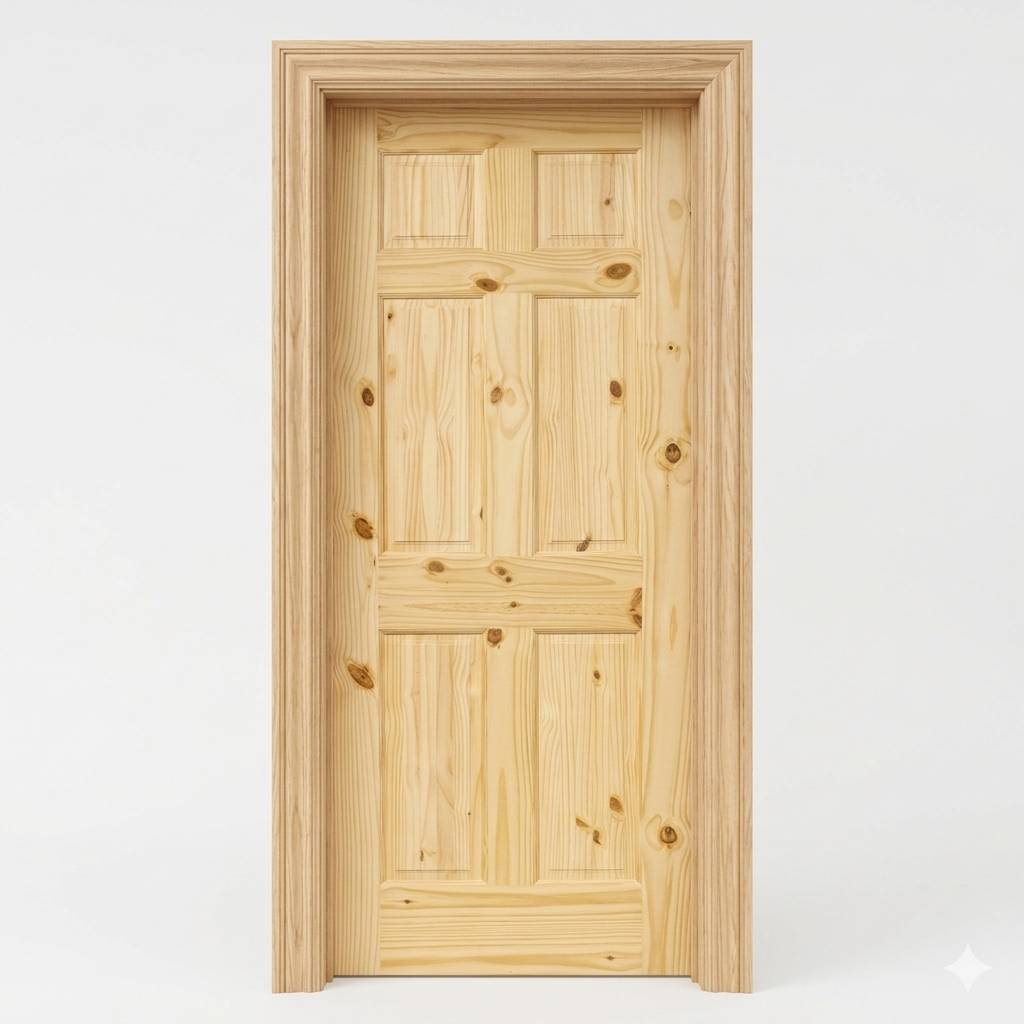 6-Panel Colonial Knotty Pine Unfinished Interior Door Slab