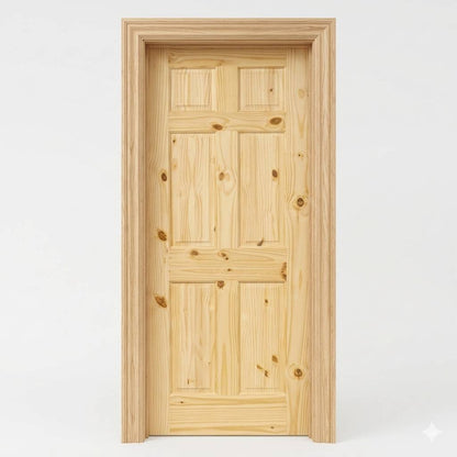 6-Panel Colonial Knotty Pine Unfinished Interior Door Slab