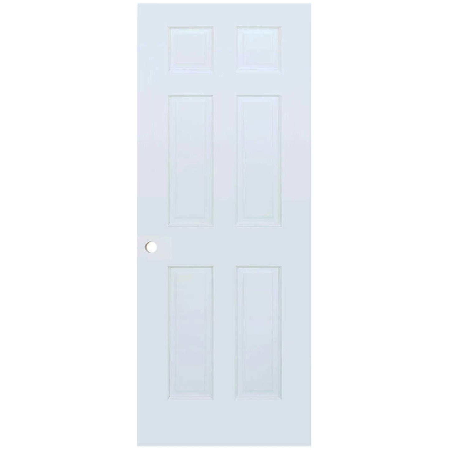 6-Panel Colonial White Interior Door Slab with Bore Hole