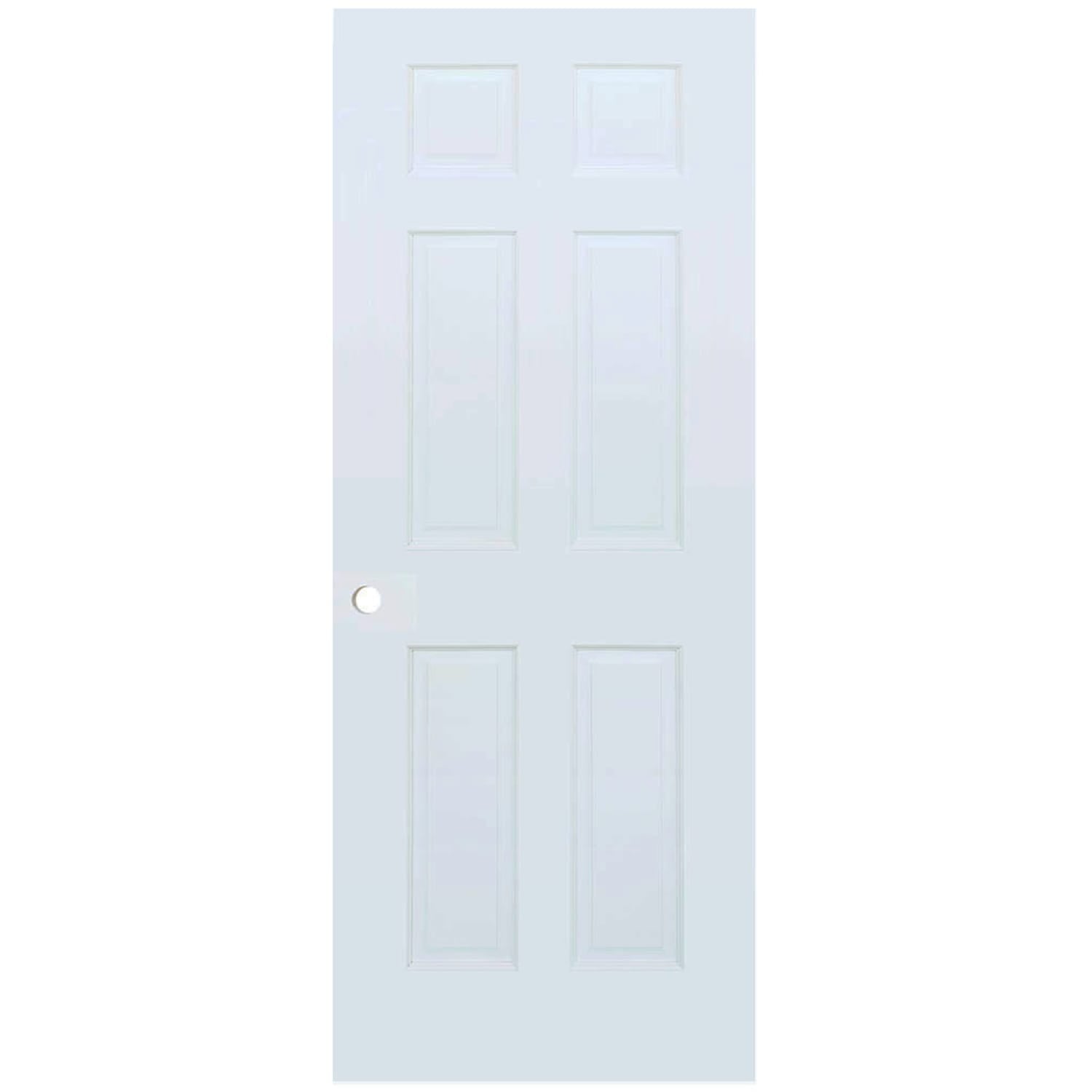 6-Panel Colonial White Interior Door Slab with Bore Hole