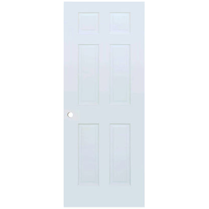 6-Panel Colonial White Interior Door Slab with Bore Hole