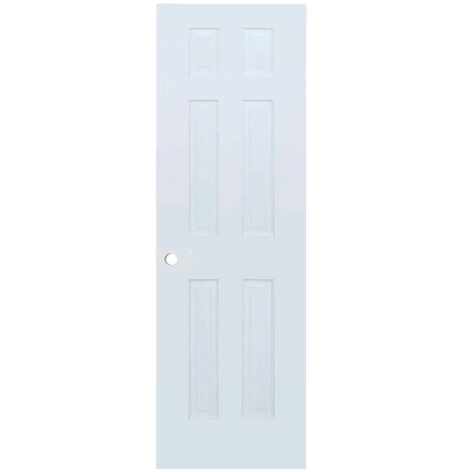 6-Panel Colonial White Interior Door Slab with Bore Hole